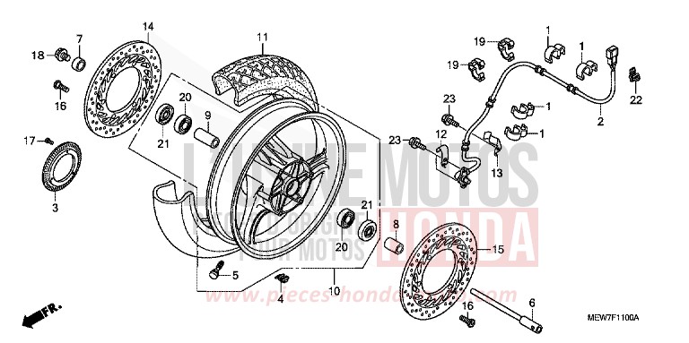 FRONT WHEEL for Deauville ABS SHASTA WHITE (NH138) from 2007